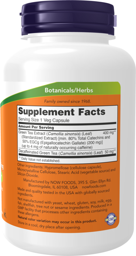 EGCg 400 mg Supplement Facts Label