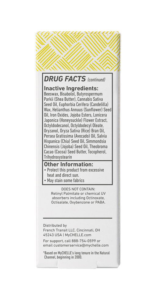 Sun Shield Stick SPF 50 Tinted Supplement Facts Label