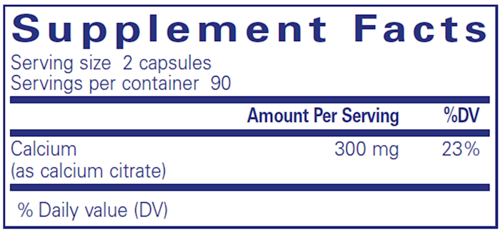 Calcium (citrate) Supplement Facts Label