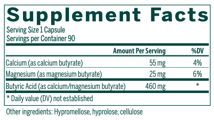 Butyrate Complex Supplement Facts Label