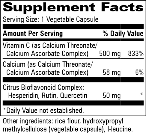 C-Buffered Supplement Facts Label