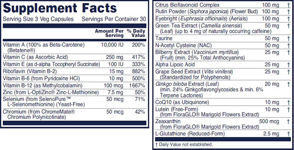 Ocu Support™ Supplement Facts Label