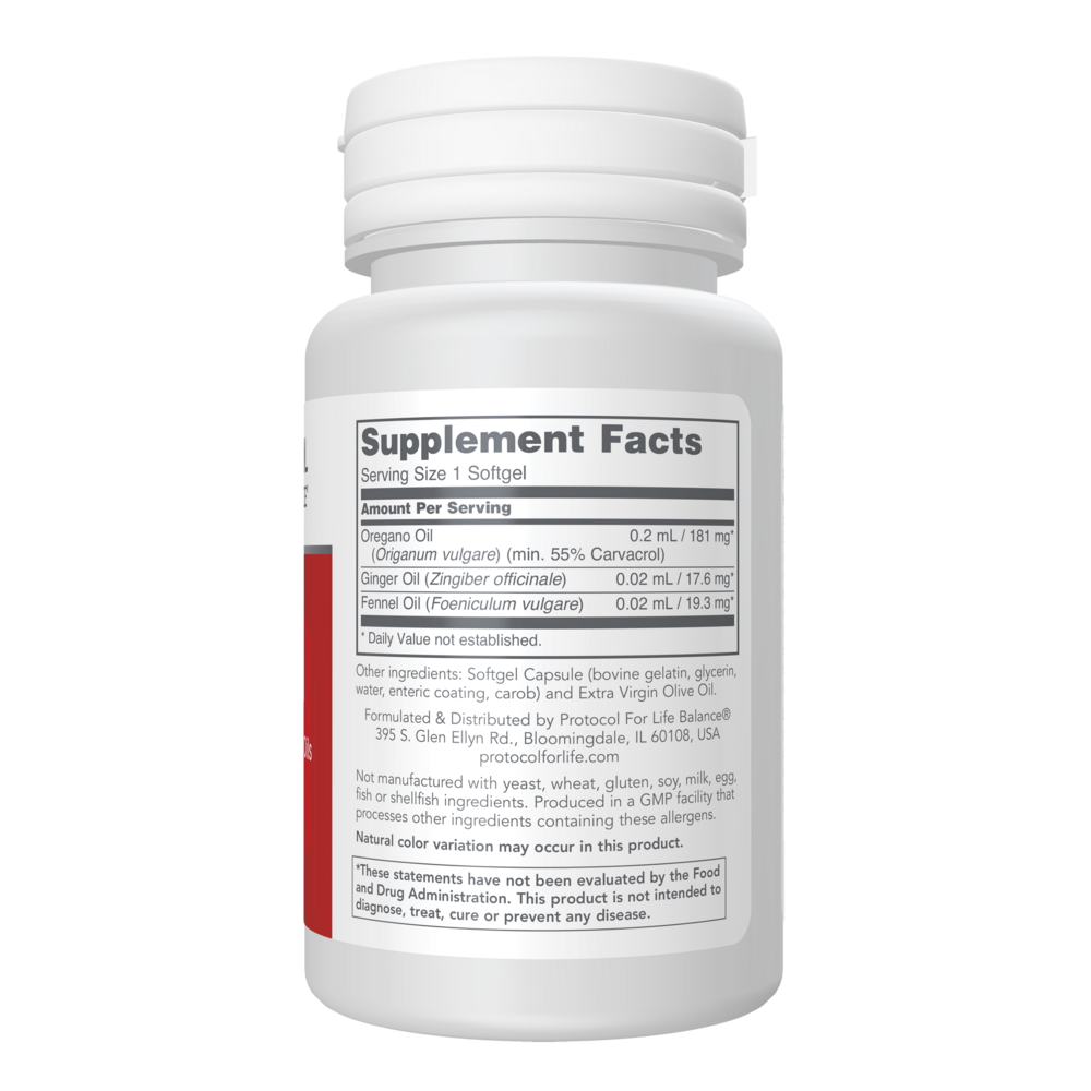 Oregano Oil Supplement Facts Label