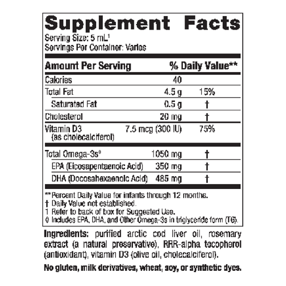 Baby's DHA Supplement Facts Label