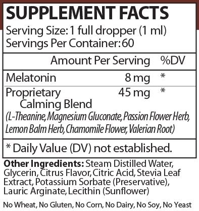 Liposomal Night Calm Supplement Facts Label