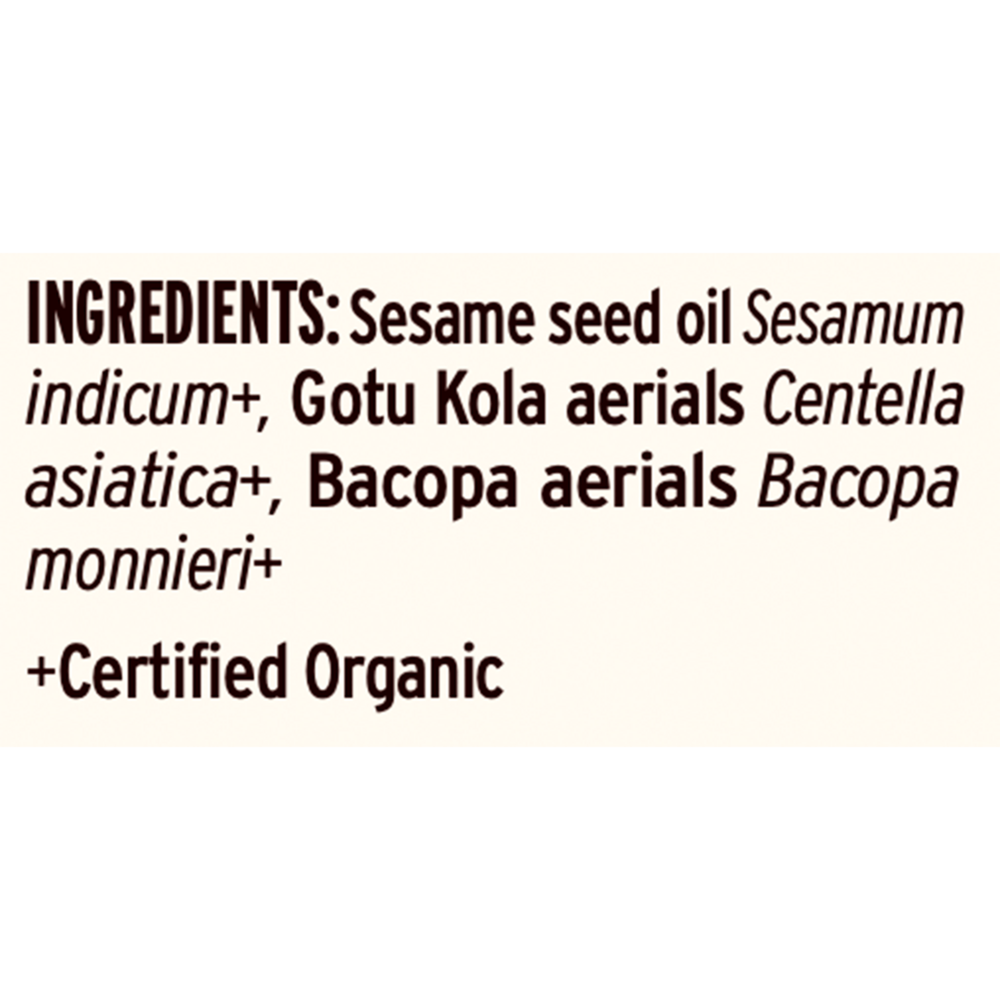 Brahmi Oil Sesame Supplement Facts Label