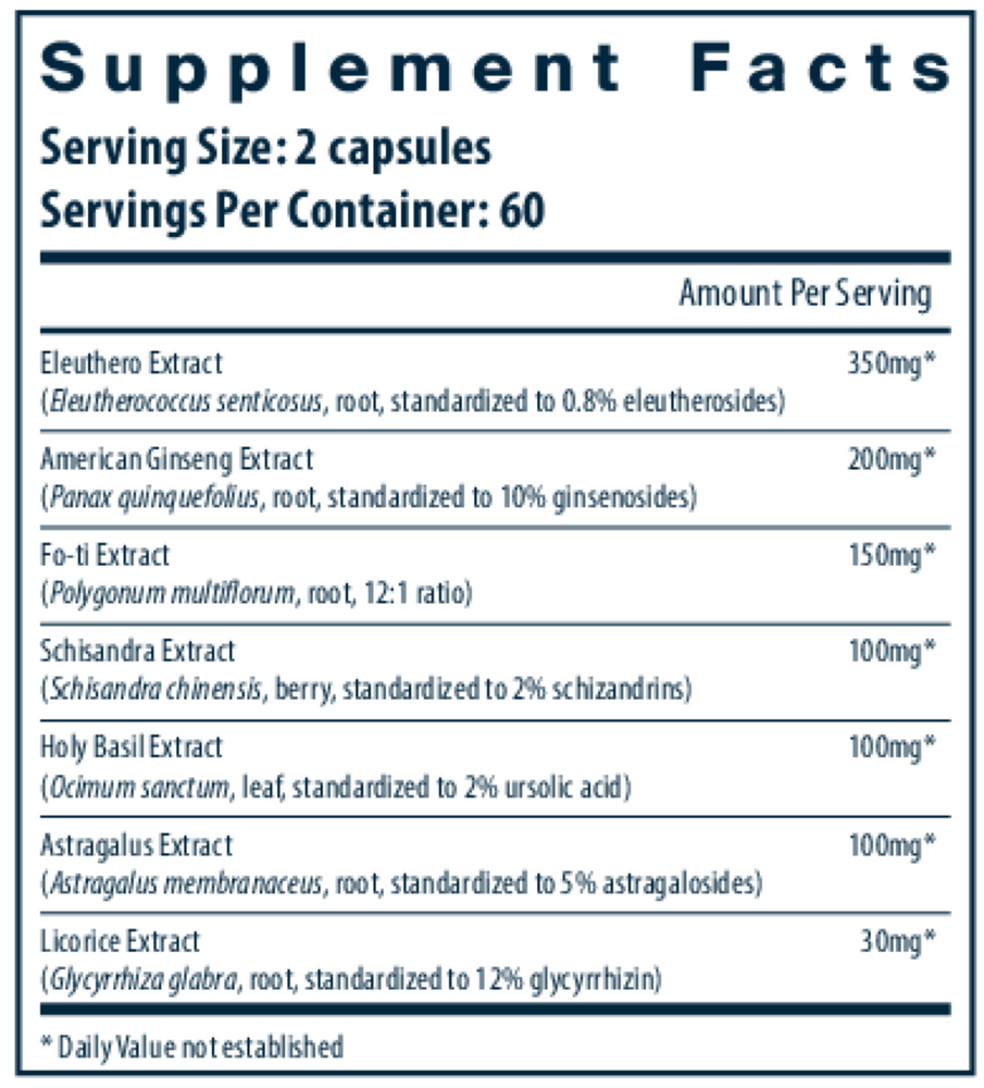 Energy Plus Supplement Facts Label