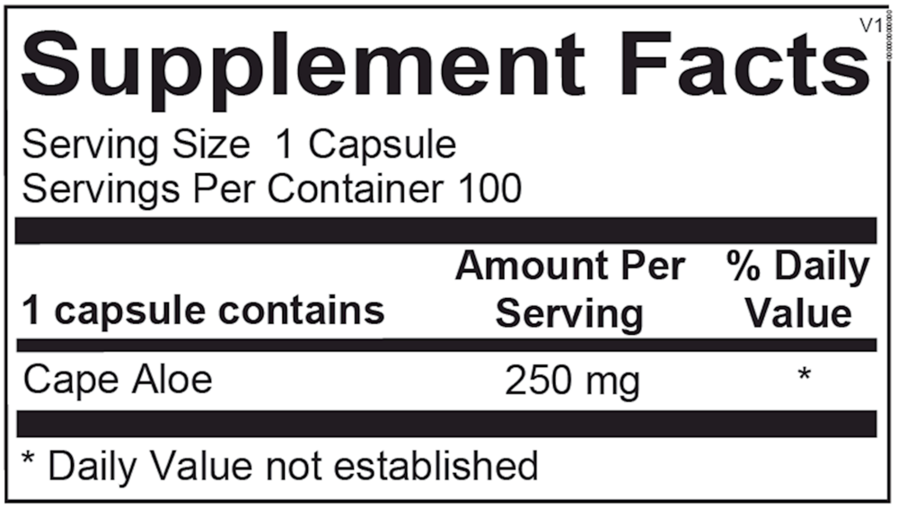 Super Aloe 450 Supplement Facts Label