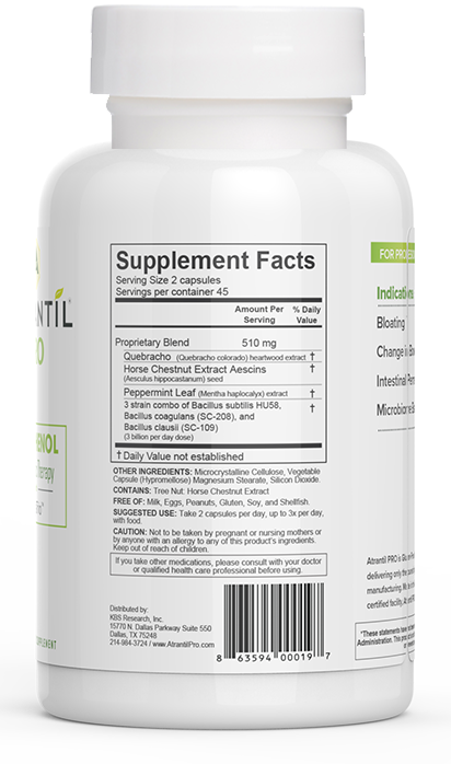 Atrantil PRO Supplement Facts Label