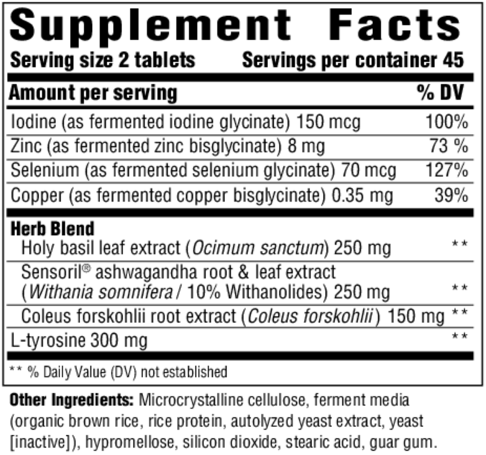 Thyroid Response Complete Care Supplement Facts Label