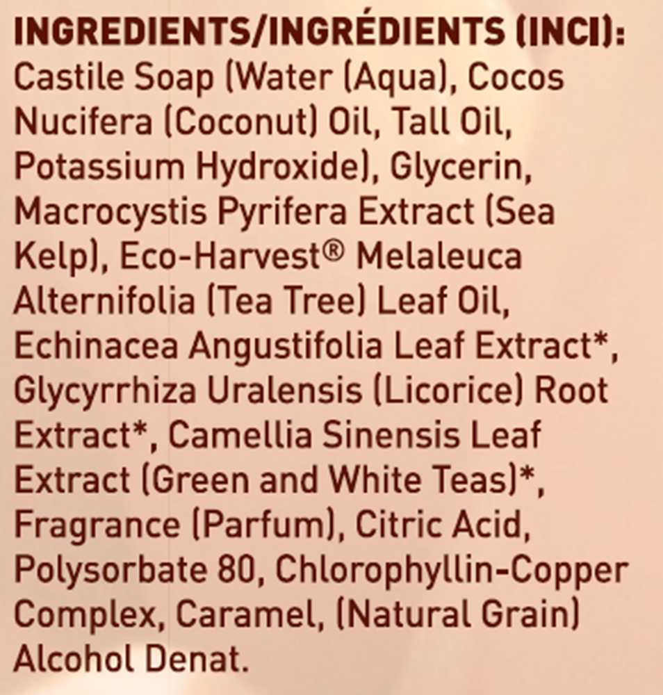 Thoroughly Clean Face Wash Sea Supplement Facts Label