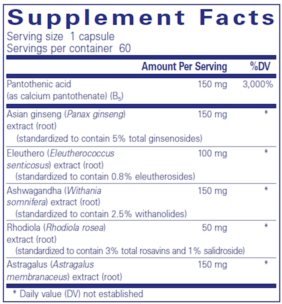 Phyto-ADR 60's Supplement Facts Label
