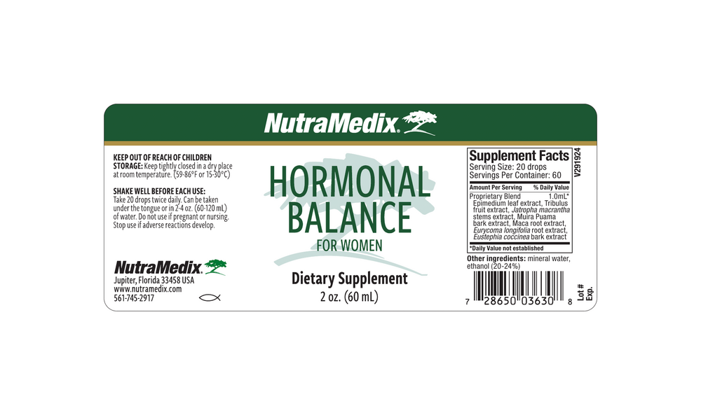 Hormonal Balance for Women Supplement Facts Label