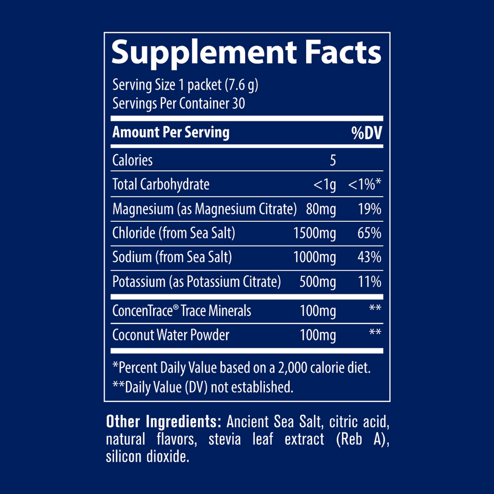 ZeroLyte - Salty Orange Supplement Facts Label