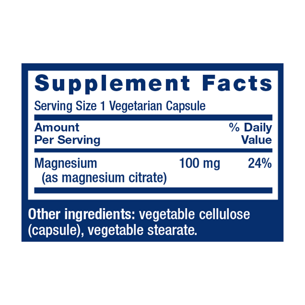 Magnesium (Citrate) Supplement Facts Label