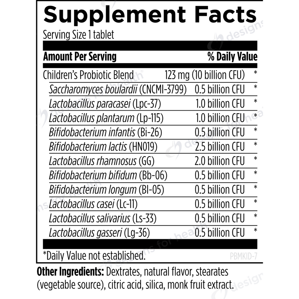 ProbioMed Kids Supplement Facts Label