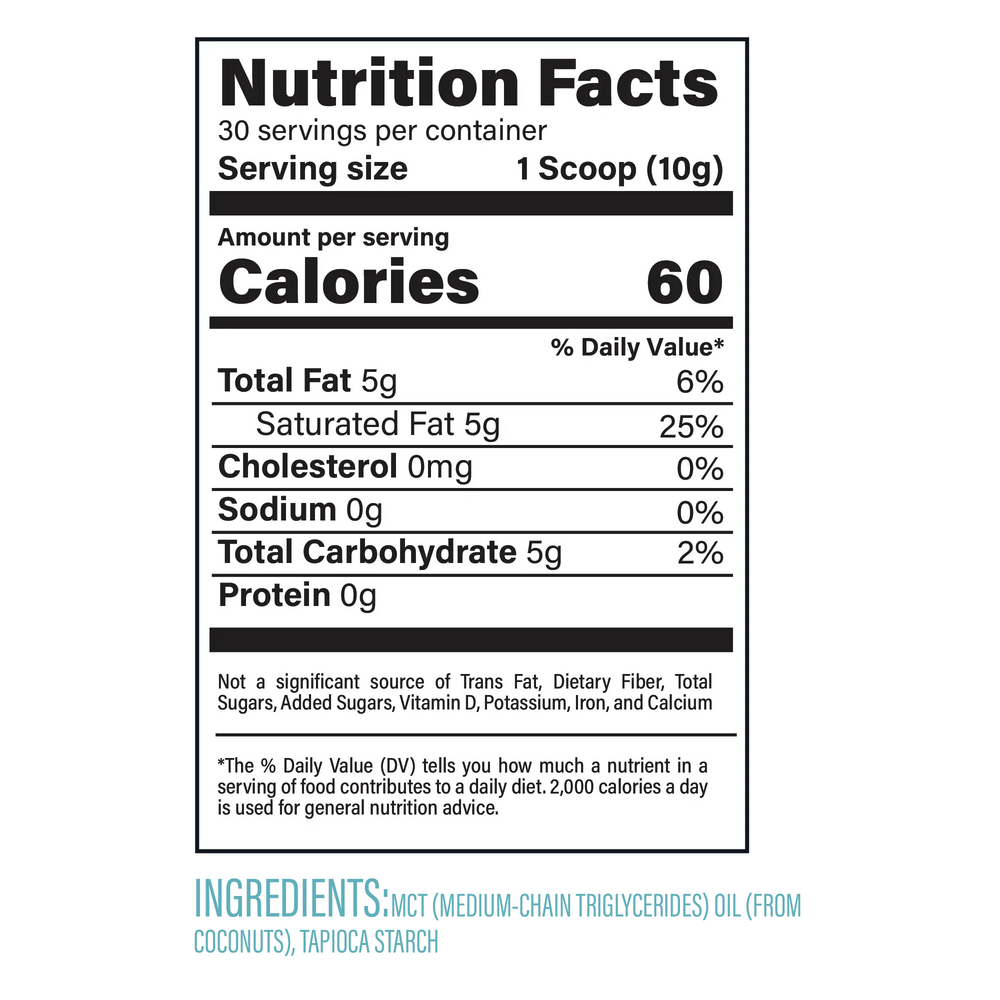 MCT Oil Powder Supplement Facts Label