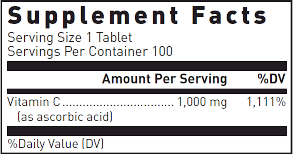 Vitamin C 1000 mg Supplement Facts Label