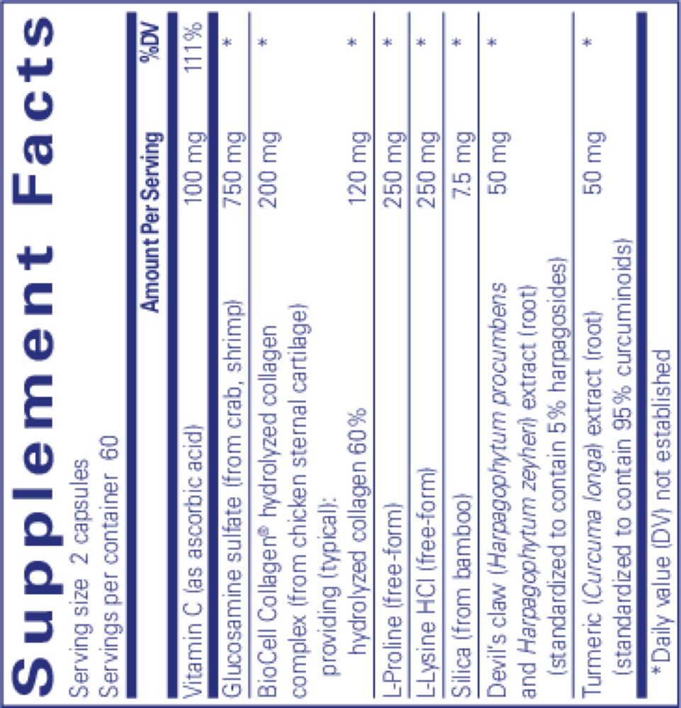 Ligament Restore* 120 Count Supplement Facts Label