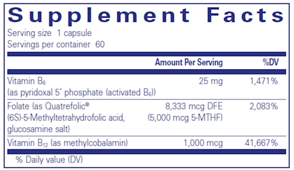 Folate 5,000 Plus Supplement Facts Label