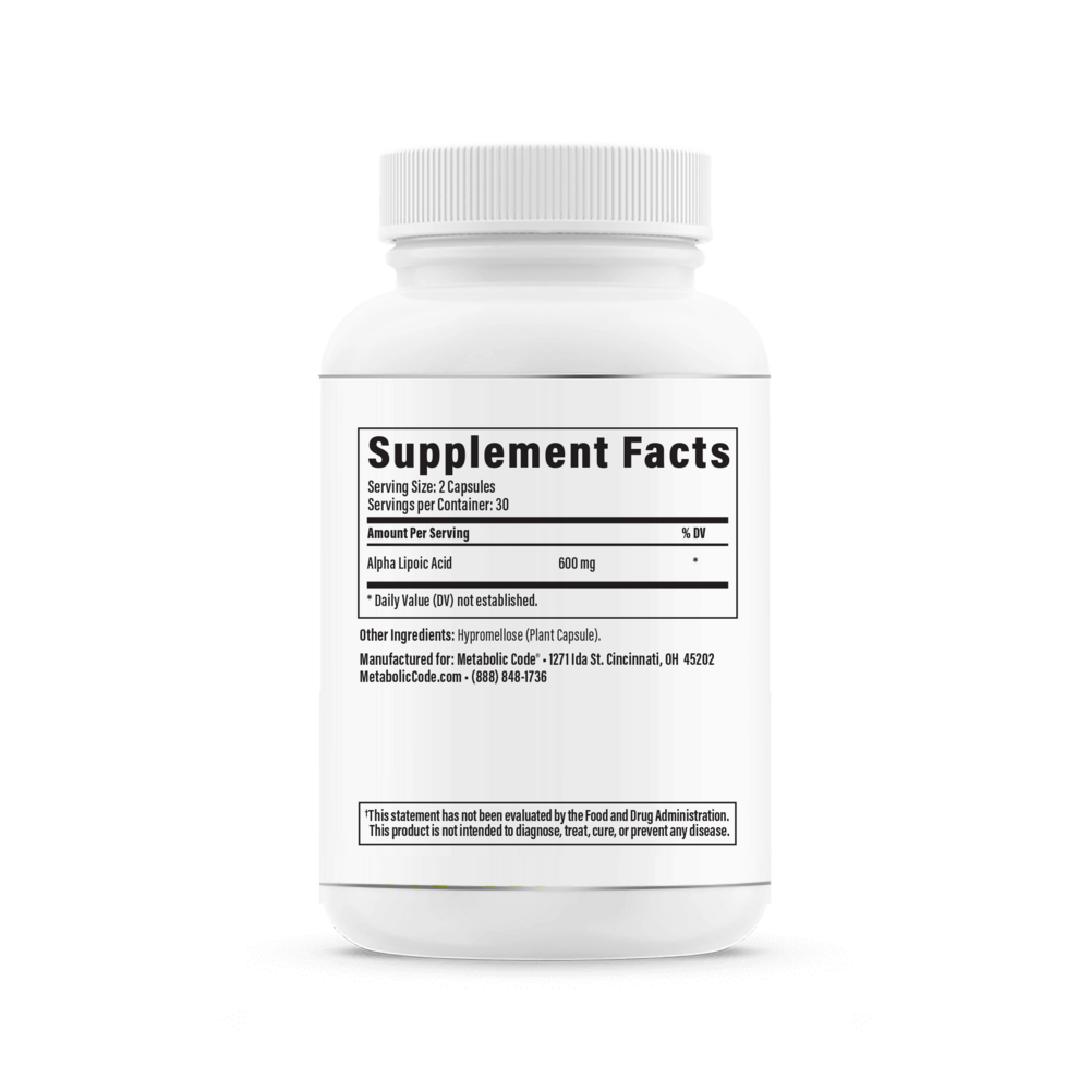ALA Forte Supplement Facts Label
