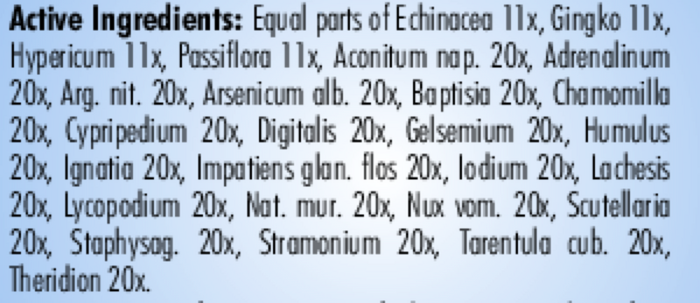 PRO Hyperactivity-Mental Focus Supplement Facts Label