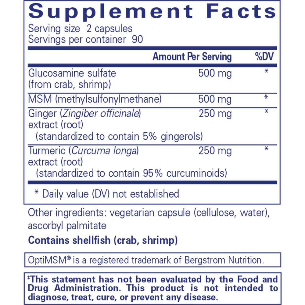 Glucosamine MSM with Joint Comfort Herbs 360 Count Supplement Facts Label