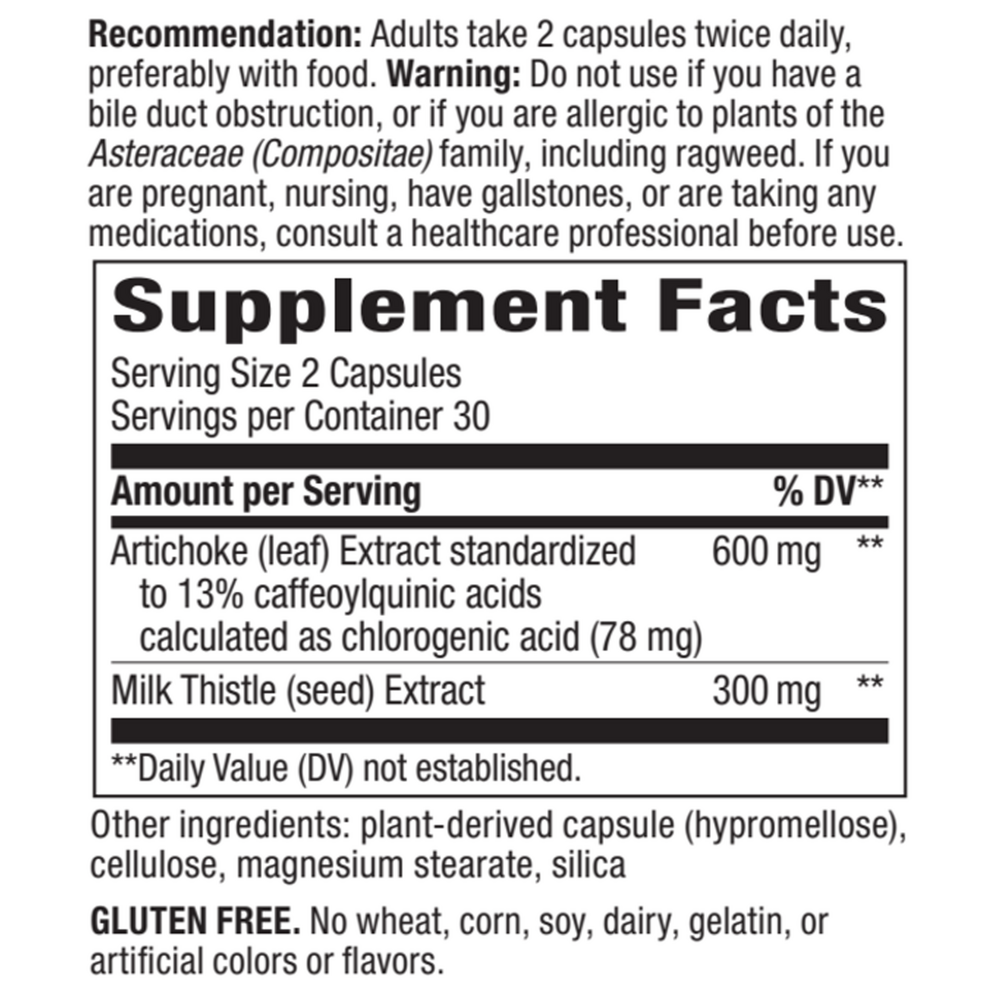 Artichoke 300 mg Supplement Facts Label