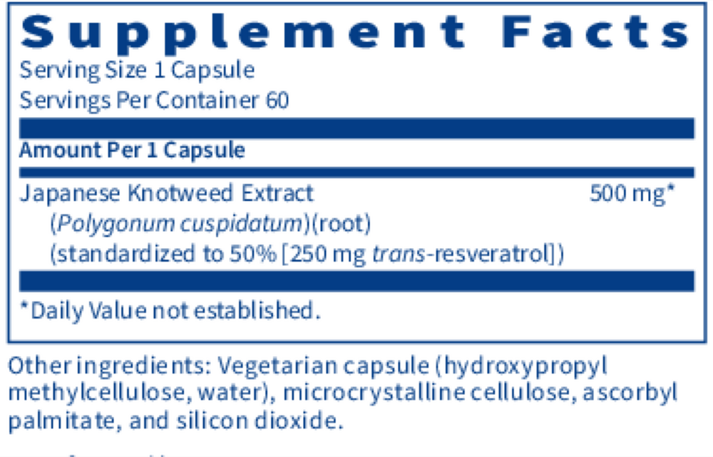 Resveragen Supplement Facts Label