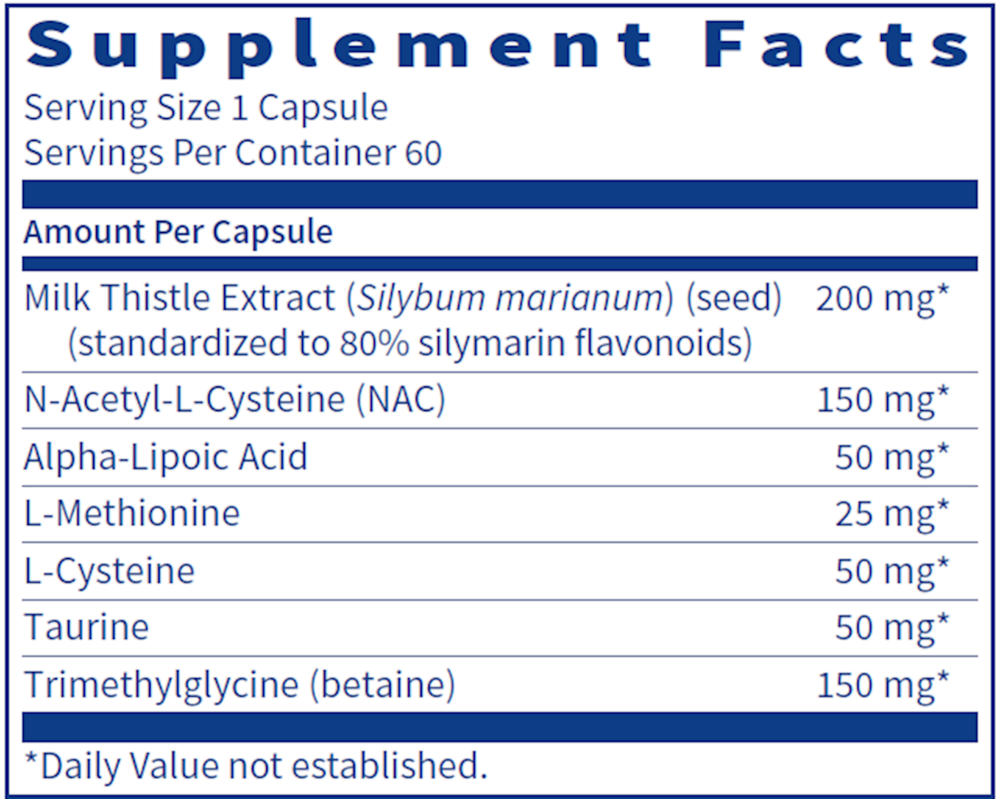 HepatoThera Supplement Facts Label