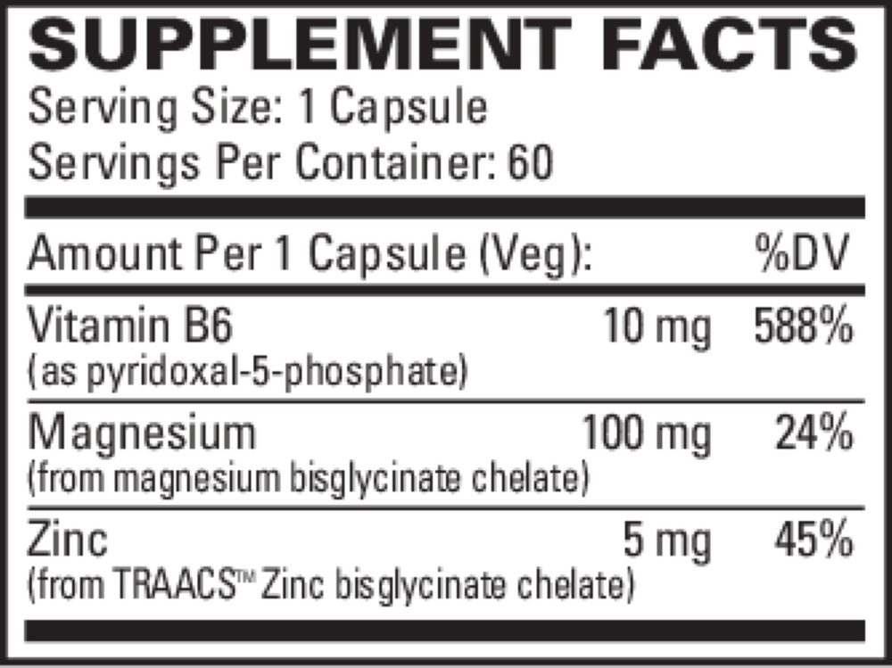 Magnesium + P-5-P Supplement Facts Label