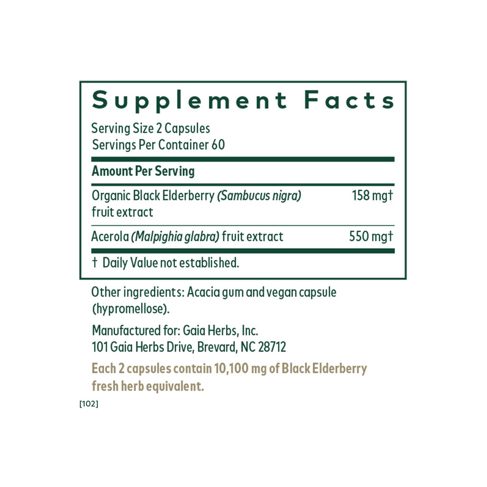 Black Elderberry PRO Supplement Facts Label