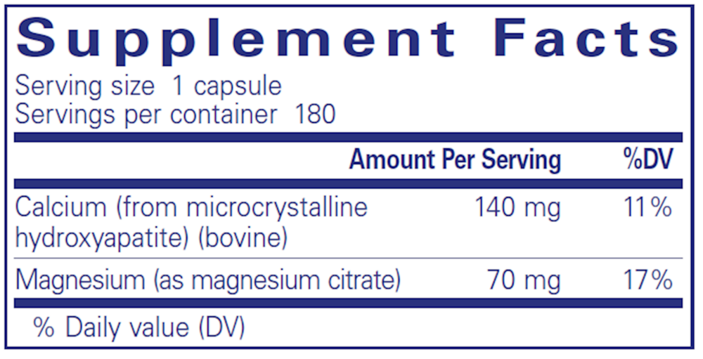 Calcium (MCHA) with Magnesium Supplement Facts Label