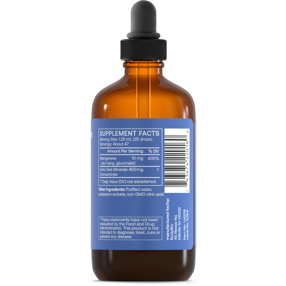 Manganese Liquid Mineral Supplement Facts Label