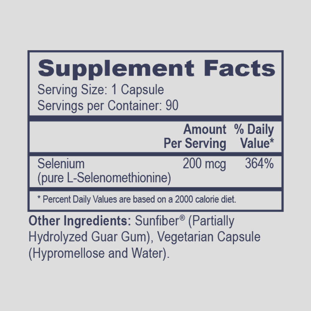 Selenomethionine Supplement Facts Label