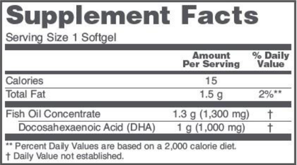 DHA 1000 mg Supplement Facts Label