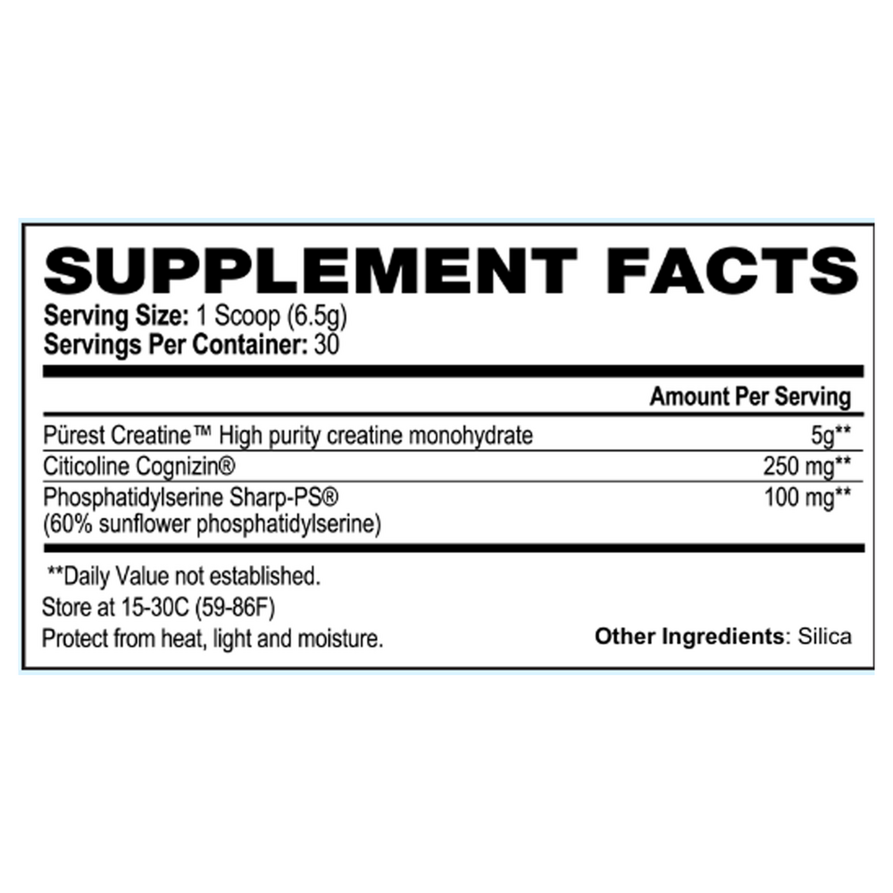 Creatine Well Supplement Facts Label