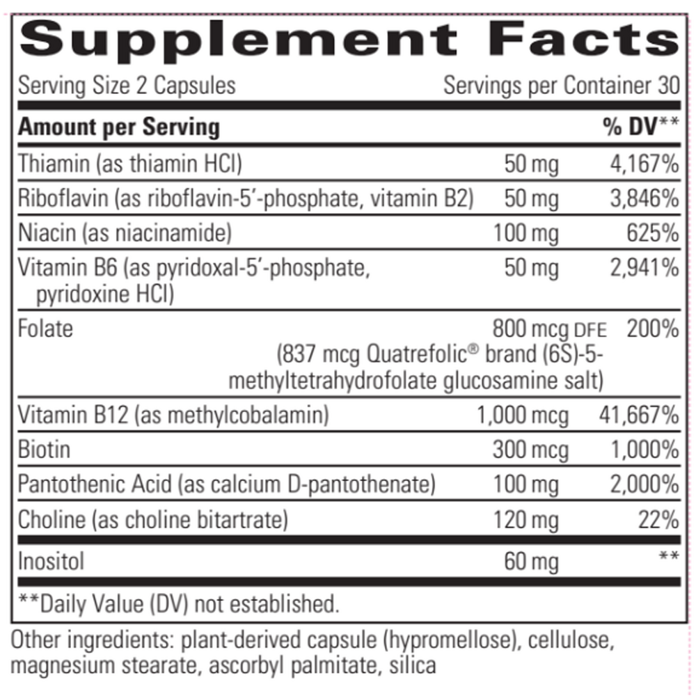 Active B-Complex Supplement Facts Label