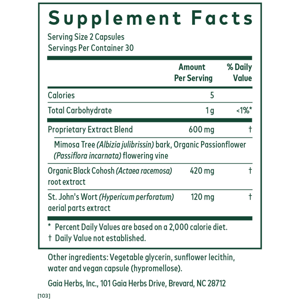 Female Hormone Support PM Supplement Facts Label