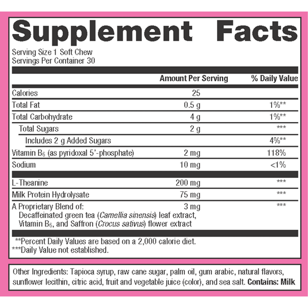 HerWellness™ Rapid Stress Relief Supplement Facts Label