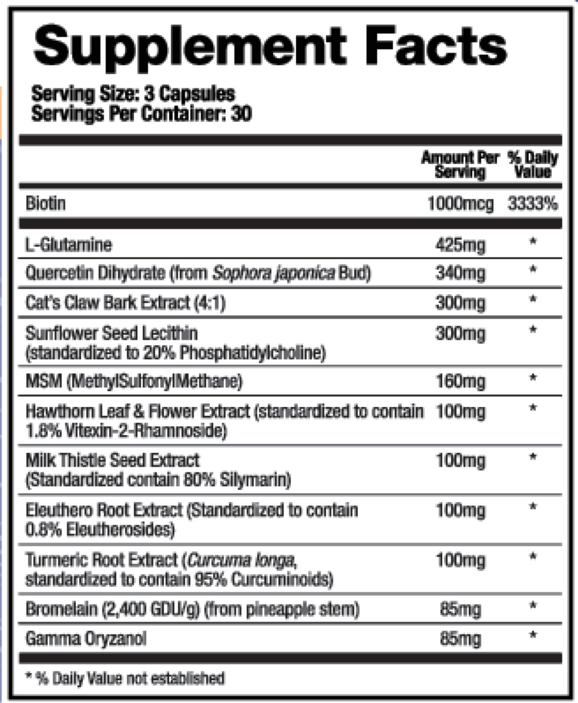 Leaky Gut-X (formerly Support Mucosa) Supplement Facts Label