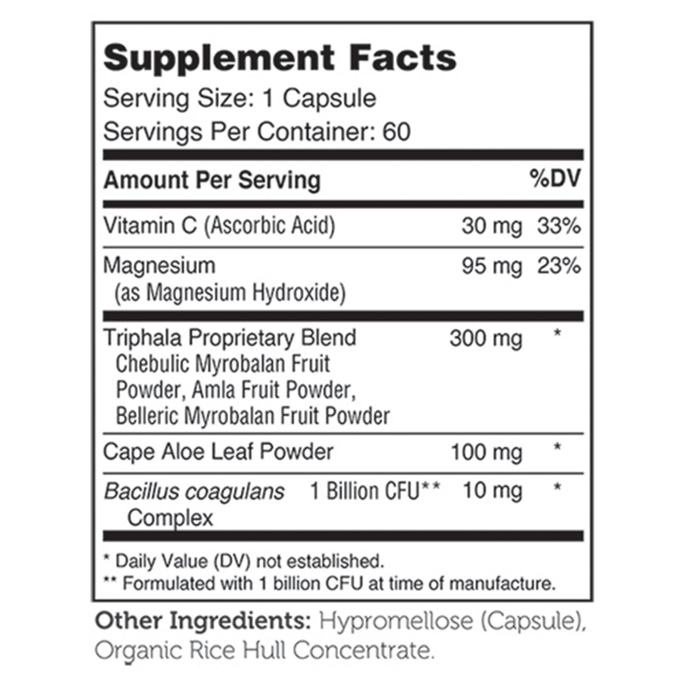 The Daily Cleanse (Formerly ConstipAid) Supplement Facts Label