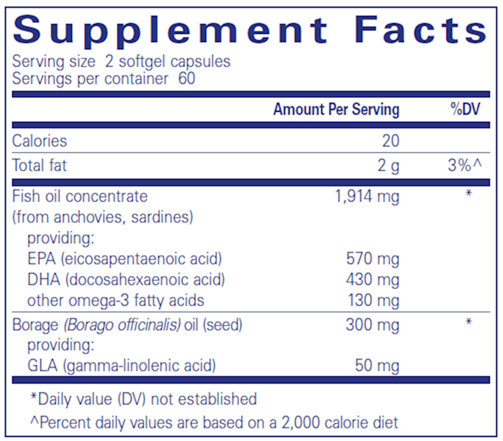 EFA Essentials Supplement Facts Label