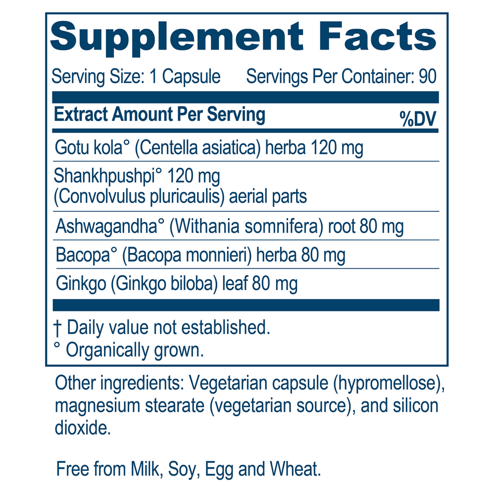 Bacopa Plus Supplement Facts Label