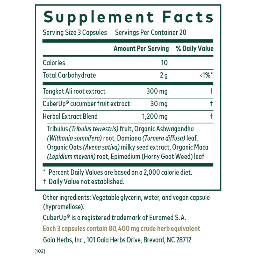 TongkatADAM Supplement Facts Label