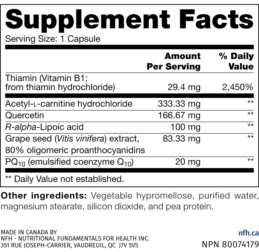 Mito SAP Supplement Facts Label