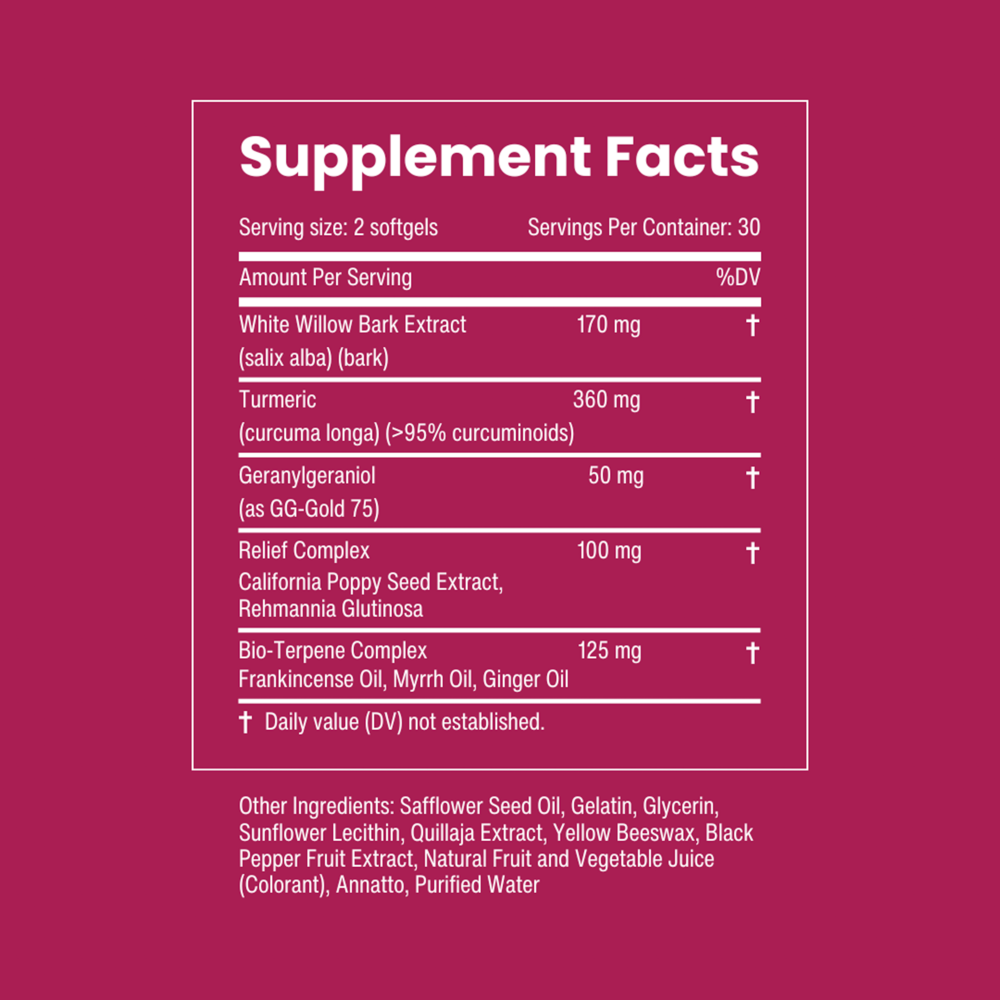 MDrelief Botanical Blend Supplement Facts Label
