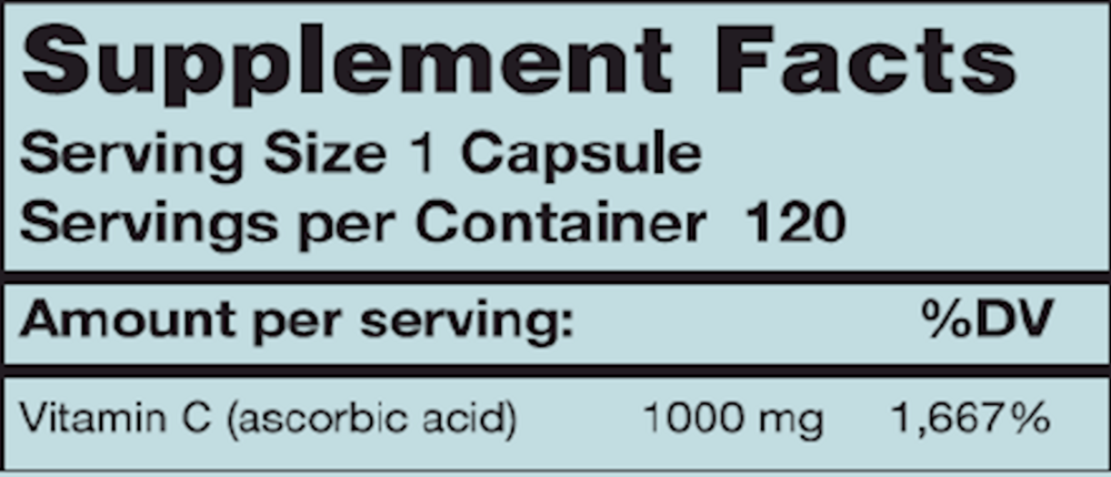 C-1000 Supplement Facts Label