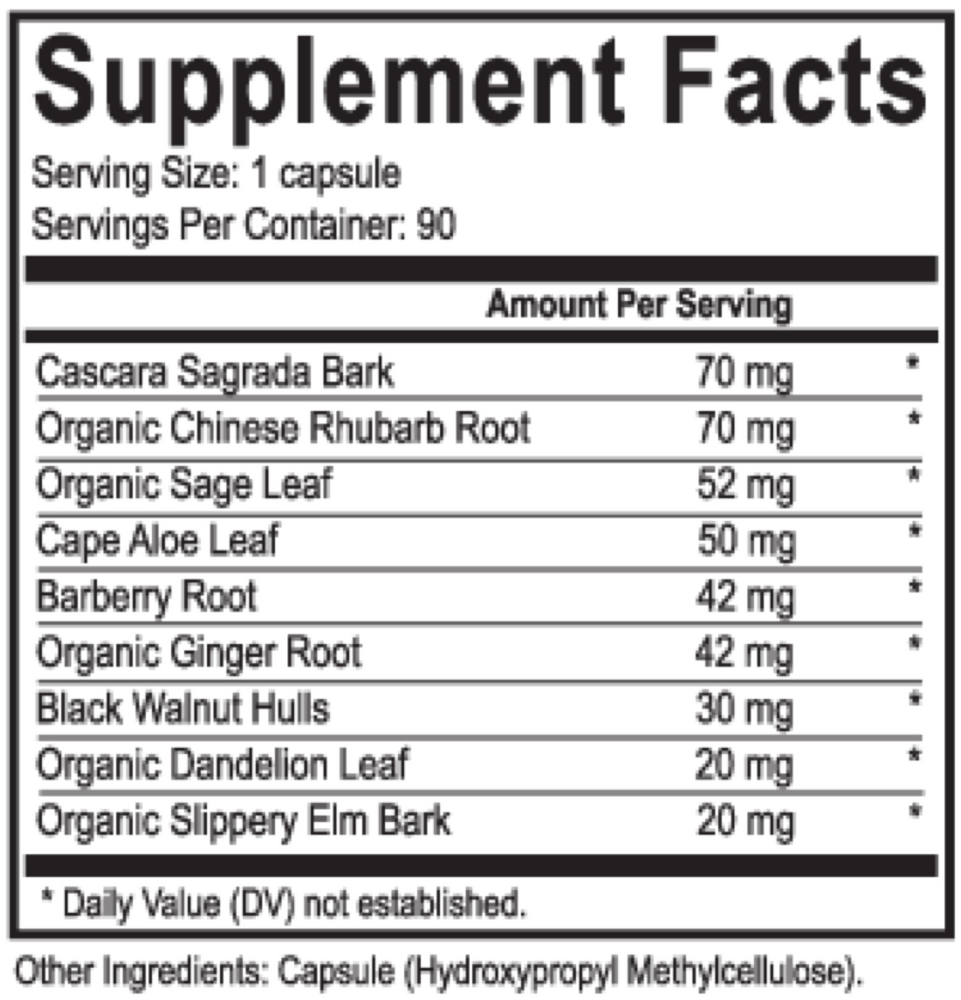 Colon Clear Supplement Facts Label