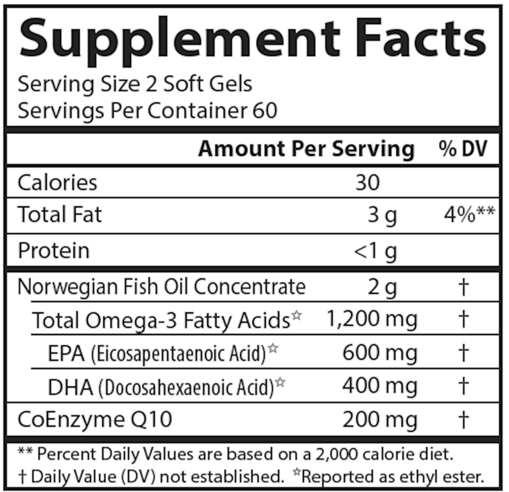 Fish Oil Q 120 Count Supplement Facts Label